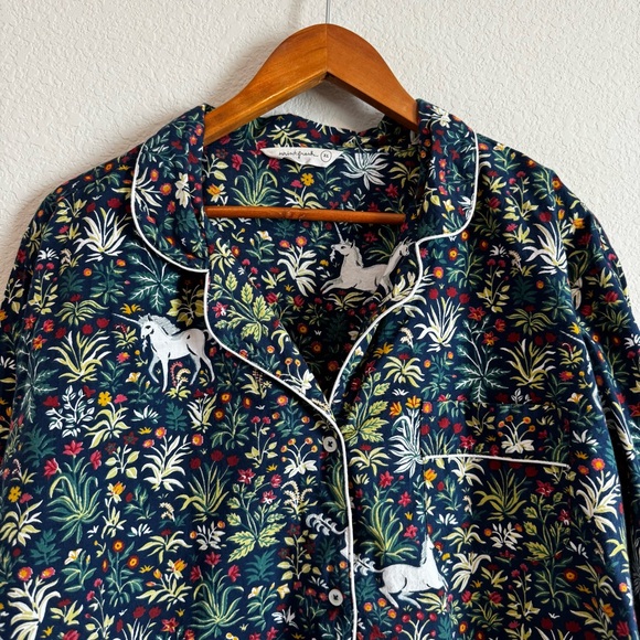 Fresh Print Unicorn Garden Blue Floral Pants and Shirt Pajama Set Size XL - Picture 4 of 14